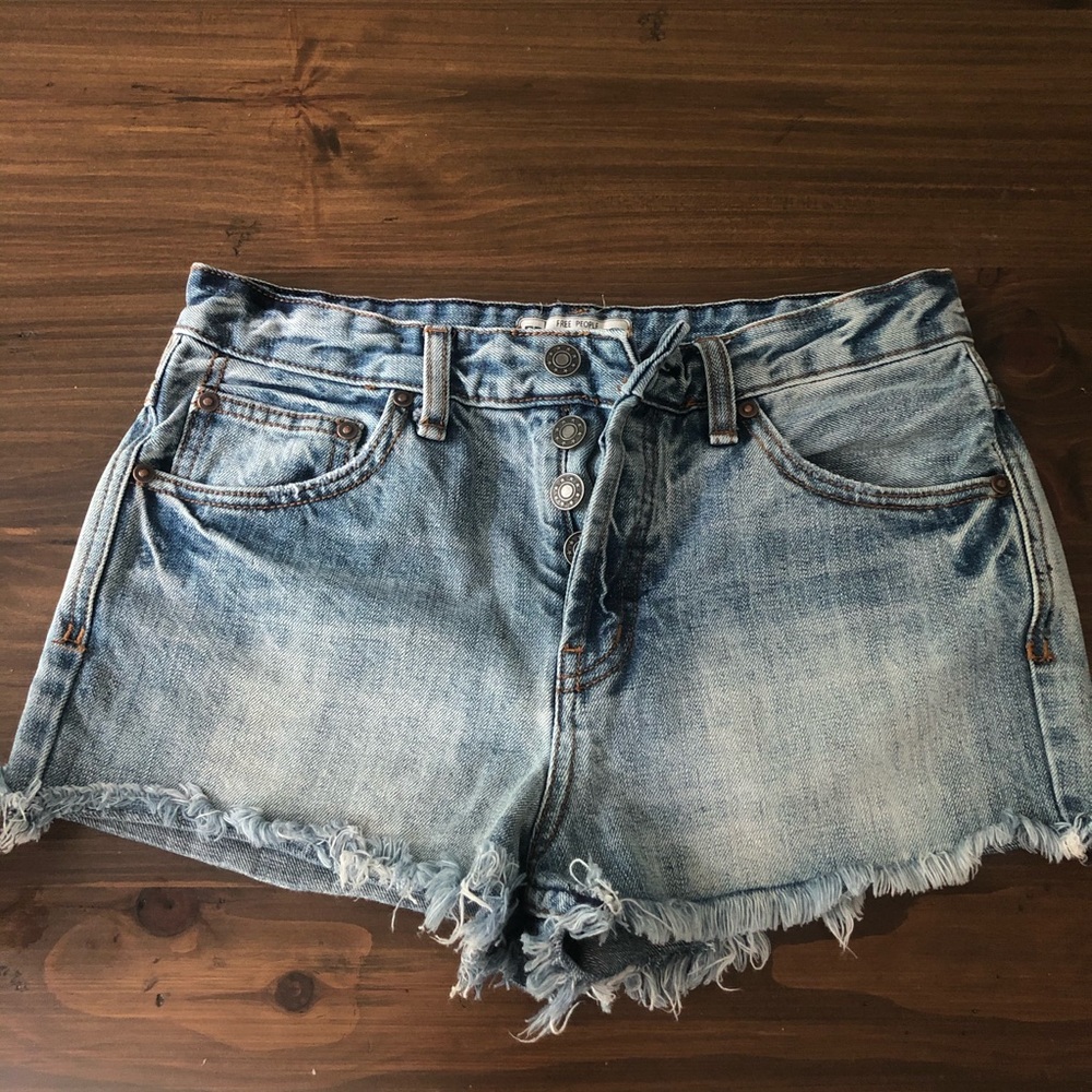 Free people denim cut off button fly shorts